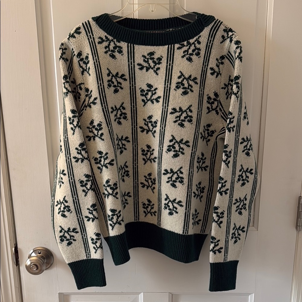 Alexa Chung for Madewell Patterned Sweater - Green and Cream